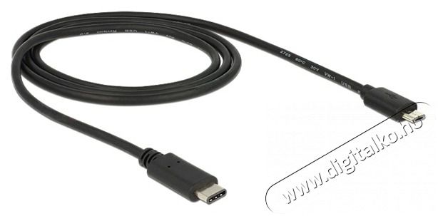 Delock 1m USB Type-C 2.0 apa - USB 2.0 micro-B típusú apa fekete kábel Iroda és számítástechnika - Számítógép tartozék - USB kábel - 398256