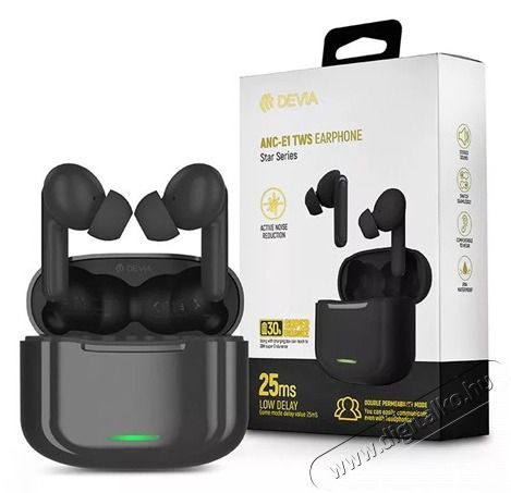 Devia ST359552 ANC-E1 Bluetooth True Wireless fekete sztereó fülhallgató Audio-Video / Hifi / Multimédia - Fül és Fejhallgatók - Fülhallgató - 459320
