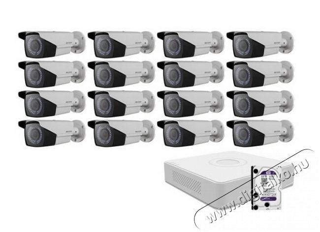 Hikvision 16 varifokális infrakamerás HDTVI megfigyelőrendszer szerr Háztartás / Otthon / Kültér - Biztonságtechnika - Biztonsági kamera - 332185