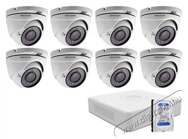 Hikvision 8 dome infrakamerás HDTVI megfigyelőrendszer szett Háztartás / Otthon / Kültér - Biztonságtechnika - Biztonsági kamera - 332190