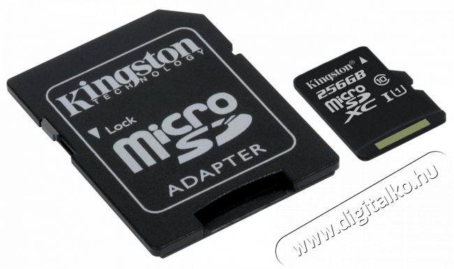 Kingston 256GB SD micro Canvas Select 80R (SDXC Class 10 UHS-I) (SDCS/256GB) memória kártya adapterrel Memória kártya / Pendrive - MicroSD / MicroSDHC kártya - 334408