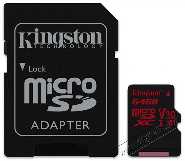 Kingston 64GB SD micro Canvas React (SDXC Class 10 UHS-I U3) (SDCR/64GB) memória kártya adapterrel Memória kártya / Pendrive - MicroSD / MicroSDHC kártya - 337388