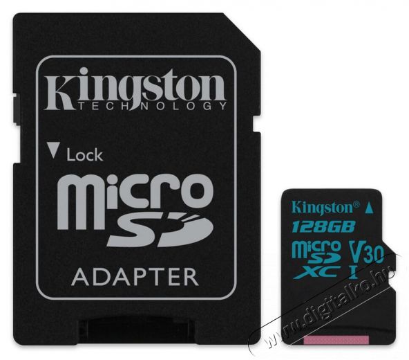 Kingston 128GB SD micro Canvas Go (SDXC Class 10 UHS-I U3) (SDCG2/128GB) memória kártya adapterrel Memória kártya / Pendrive - MicroSD / MicroSDHC kártya - 336587