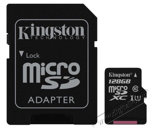 Kingston 128GB SD micro Canvas Select 80R (SDXC Class 10 UHS-I) (SDCS/128GB) memória kártya adapterrel Memória kártya / Pendrive - MicroSD / MicroSDHC kártya - 334403