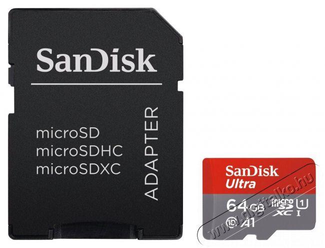 SanDisk MICROSD ULTRA ANDROID KÁRTYA 64GB, 100MB/s CL10/UHS-I/A1 (173448) Memória kártya / Pendrive - MicroSD / MicroSDHC kártya - 326820