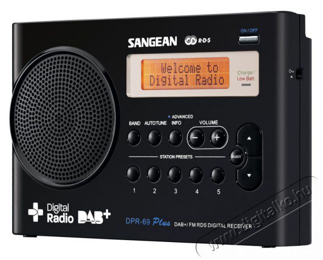 Sangean DPR-69 DAB+ hordozható rádió - FEKETE Audio-Video / Hifi / Multimédia - Rádió / órás rádió - Hordozható, zseb-, táska rádió - 259258