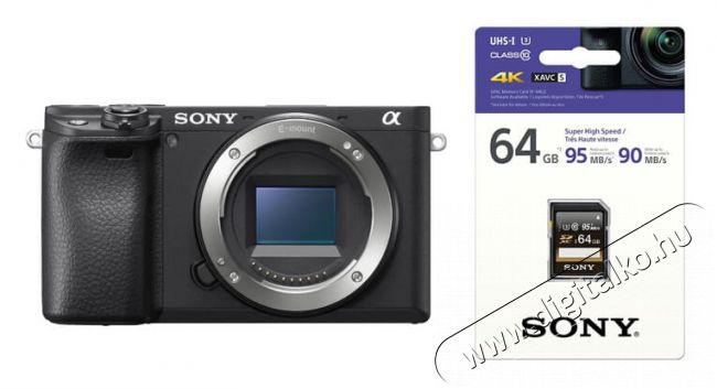 SONY Alpha 6400 váz + ajándék 64GB memóriakártya Fényképezőgép / kamera - MILC cserélhető objektíves kompakt fényképezőgép - 347167