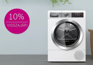 Bosch hőszívattyús szárítógépek most 10% pénzvisszatérítéssel!