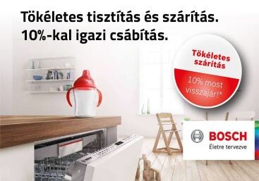 Bosch mosogatógépek most 10% pénzvisszatérítéssel!