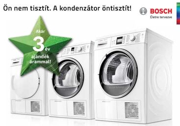 Bosch szárítógépek akár 3 év ajándék árammal!