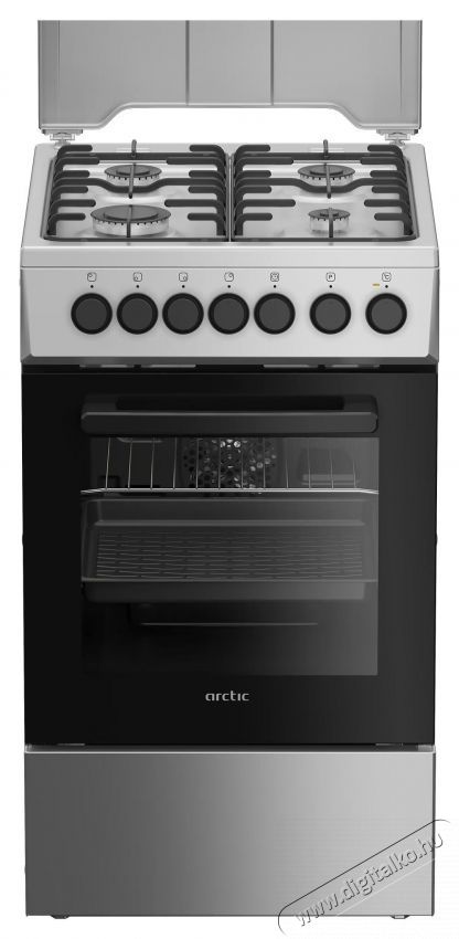 ARCTIC AMG5612GTCLXN tűzhely, Mixt, 4 &eacute;gő, elektromos s&uuml;tő, 8 funkci&oacute;, katalitikus &ouml;ntiszt&iacute;t&aacute;s, Aqua Drop Clean, időz&iacute;tő, Safty Plus, A energiaoszt&aacute;ly, 50 cm, rozsdamentes ac&eacute;l Konyhai term&eacute;kek - S&uuml;tő-főzőlap, tűzhely (szabadon&aacute;ll&oacute;) - G&aacute;ztűzhely (szabadon&aacute;ll&oacute;) - 534219