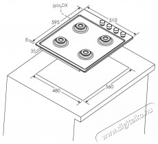 Candy CHG6LPX Konyhai termékek - Sütő-főzőlap, tűzhely (beépíthető) - Gázfőzőlap (beépíthető) - 515293