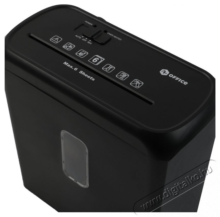 A+ Office DD6 Iratmegsemmis&iacute;tő, 6 lap, 4x40mm, konfetti, Fekete Iroda &eacute;s sz&aacute;m&iacute;t&aacute;stechnika - Iratmegsemmis&iacute;tő - 534053