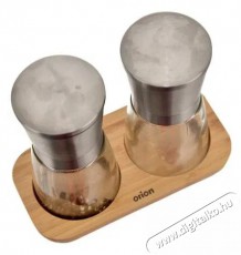 Orion Fűszerőrlő, üveg/rozsdamentes acél + bambusz tálca, 13,6 cm magas, 2 db Konyhai termékek - Konyhai eszköz - Só és bors örlő - 515714