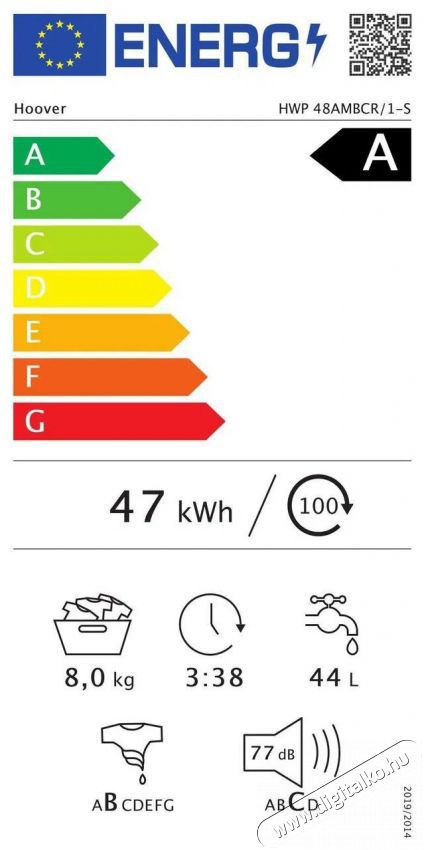 Hoover HWP 48AMBCR/1-S H&aacute;ztart&aacute;s / Otthon / K&uuml;lt&eacute;r - Mos&oacute;g&eacute;p / sz&aacute;r&iacute;t&oacute;g&eacute;p - El&ouml;lt&ouml;ltős norm&aacute;l (60cm-ig) mos&oacute;g&eacute;p - 515547