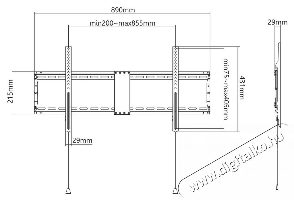 A+ LP48F Fali tart&oacute;, fix, 43  - 90 Tv kieg&eacute;sz&iacute;tők - Fali tart&oacute; / konzol - Fali tv tart&oacute; - 534046