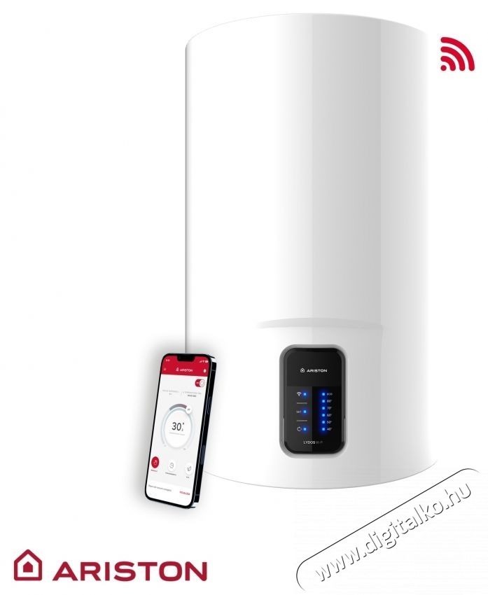 Ariston Lydos Wi-Fi 50L villanybojler, 1800 W, internet csatlakoz&aacute;s, zom&aacute;ncozott tart&aacute;ly Tit&aacute;nnal H&aacute;ztart&aacute;s / Otthon / K&uuml;lt&eacute;r - V&iacute;zmeleg&iacute;tő / bojler / t&aacute;rol&oacute; - Bojler / melegv&iacute;z t&aacute;rol&oacute; - 534246