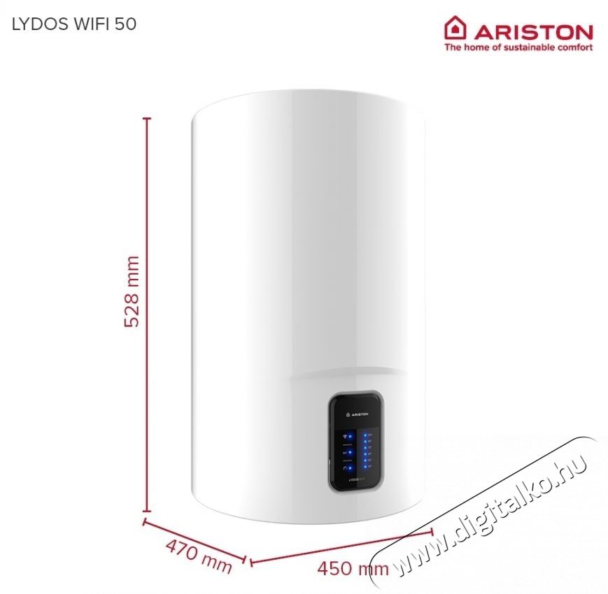 Ariston Lydos Wi-Fi 50L villanybojler, 1800 W, internet csatlakoz&aacute;s, zom&aacute;ncozott tart&aacute;ly Tit&aacute;nnal H&aacute;ztart&aacute;s / Otthon / K&uuml;lt&eacute;r - V&iacute;zmeleg&iacute;tő / bojler / t&aacute;rol&oacute; - Bojler / melegv&iacute;z t&aacute;rol&oacute; - 534246