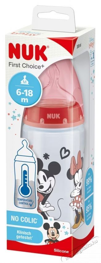 Nuk Minnie First Choice+ cumis&uuml;veg, 300ml, Polipropil&eacute;n, Szilikon cumi, 6-18 h&oacute;nap, K&ouml;zepes lyuk, BPA mentes Sz&eacute;ps&eacute;g&aacute;pol&aacute;s / Eg&eacute;szs&eacute;g - Baba mama term&eacute;k - Cumis&uuml;veg / cumi / etet&eacute;s kieg&eacute;sz&iacute;tő - 534583