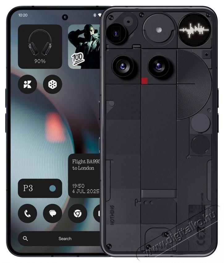 NOTHING Phone (3) Mobiltelefon, 256 GB, 12 GB RAM, 5G, Fekete Mobil / Kommunik&aacute;ci&oacute; / Smart - Okostelefon - Android - 534582