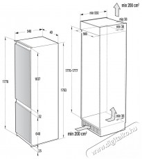 Gorenje RKI517EP1 Konyhai termékek - Hűtő, fagyasztó (beépíthető) - Alulfagyasztós kombinált hűtő - 515443