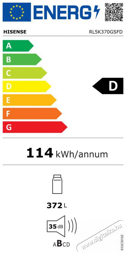 Hisense RL5K370GSFD Konyhai term&eacute;kek - Hűtő, fagyaszt&oacute; (szabadon&aacute;ll&oacute;) - Fagyaszt&oacute; n&eacute;lk&uuml;li hűtő - 515527