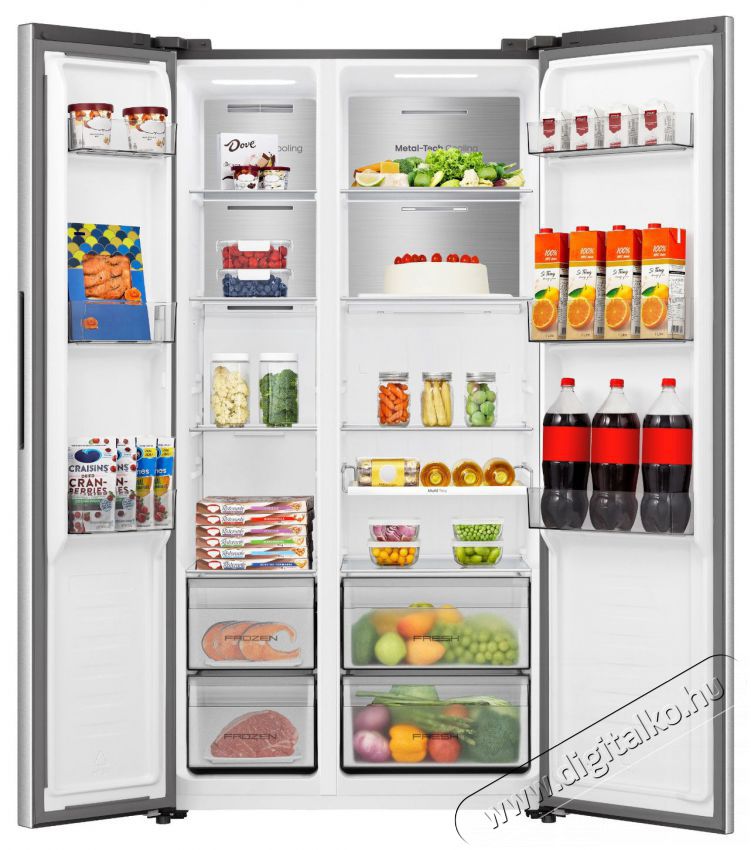 Hisense RS3P538NAIE Konyhai term&eacute;kek - Hűtő, fagyaszt&oacute; (szabadon&aacute;ll&oacute;) - Amerikai t&iacute;pus&uacute; Side By Side hűtő - 515533