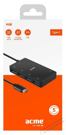 Acme HB530 Type-C 4 portos USB 3.0 hub Iroda és számítástechnika - Notebook kiegészítő - USB hub / elosztó - 323903