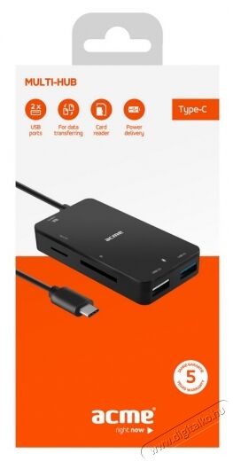 Acme HB550 Type-C 4 portos USB 3.0 hub + SD olvasó Iroda és számítástechnika - Notebook kiegészítő - USB hub / elosztó - 323847