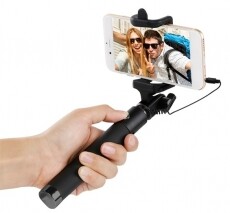 Acme MH09 univerzális 3,5mm Jack kábeles szelfibot - fekete  Mobil / Kommunikáció / Smart - Mobiltelefon kiegészítő / tok - Tartó / rögzítő / állvány - 367344