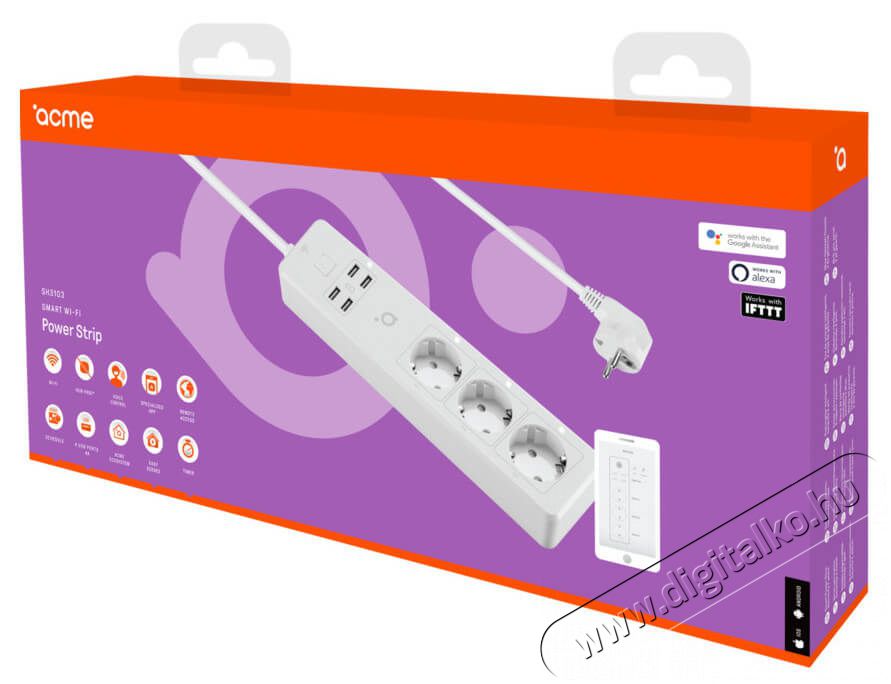 Acme SH3103 Smart Wifi 3m 4db USB 3-as elosztó Háztartás / Otthon / Kültér - Világítás / elektromosság - Hálózati elosztó / hosszabbító / adapter - 367348