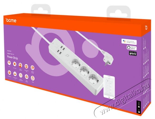 Acme SH3103 Smart Wifi 3m 4db USB 3-as elosztó Háztartás / Otthon / Kültér - Világítás / elektromosság - Hálózati elosztó / hosszabbító / adapter - 367348