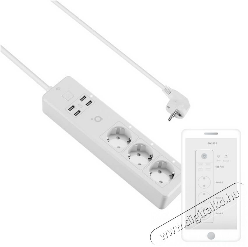 Acme SH3103 Smart Wifi 3m 4db USB 3-as elosztó Háztartás / Otthon / Kültér - Világítás / elektromosság - Hálózati elosztó / hosszabbító / adapter - 367348