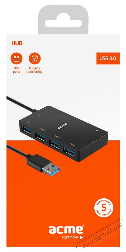 Acme HB520 4 portos USB 3.0 Hub Iroda és számítástechnika - Notebook kiegészítő - USB hub / elosztó - 323900