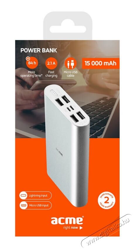 Acme PB16S 4x USB 15000mAh ezüst power bank Mobil / Kommunikáció / Smart - Powerbank / Külső akkumulátor és töltő - 335840