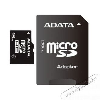 Adata 16GB SD micro (SDHC Class 4) (AUSDH16GCL4-RM3BKBL) memória kártya adapterrel Memória kártya / Pendrive - MicroSD / MicroSDHC kártya - 323699