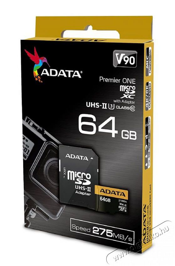 Adata 64GB SD micro Premier ONE (SDXC Class 10 UHS-II U3) (AUSDX64GUII3CL10-CA1) memória kártya Újdonságok - Új termékek - 342198