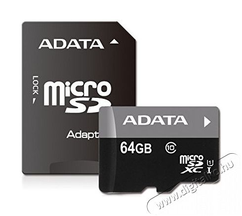 Adata 64GB Premier Class 10 UHS-I micro SD (AUSDX64GUICL10-RA1) memória kártya Memória kártya / Pendrive - MicroSD / MicroSDHC kártya - 342196