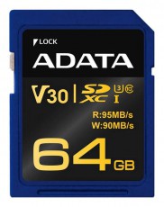 Adata 64GB Premier Pro Class 10 UHS-I U3 SD (ASDX64GUI3V30G-R) memória kártya Memória kártya / Pendrive - SD / SDHC / SDXC kártya - 342203