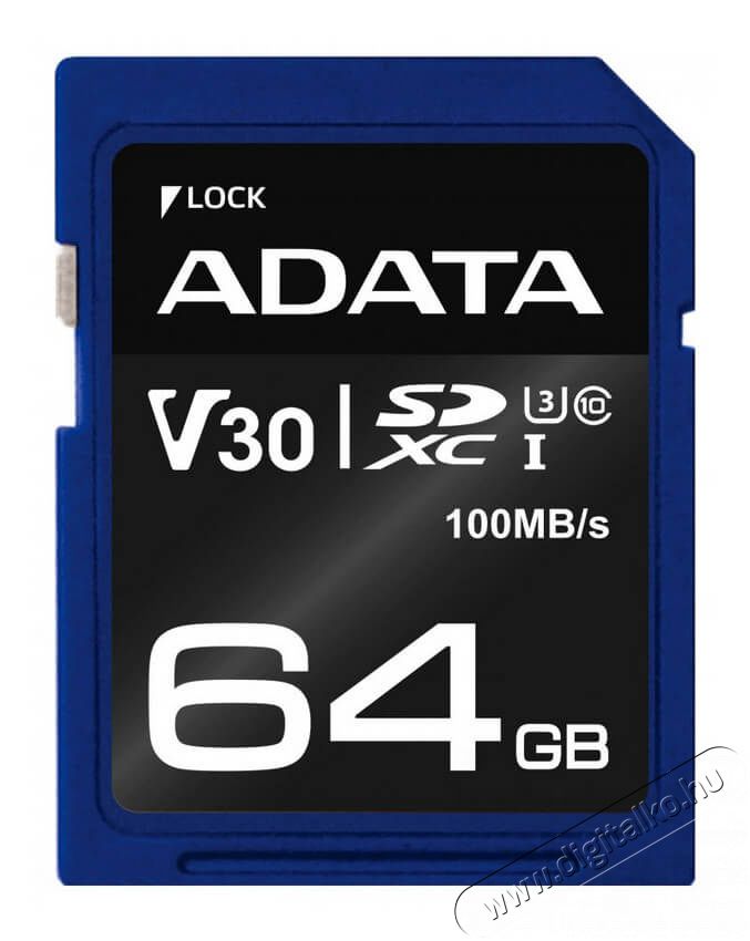 Adata 64GB Premier Pro Class 10 UHS-I U3 SD (ASDX64GUI3V30S-R) memória kártya Memória kártya / Pendrive - SD / SDHC / SDXC kártya - 342204