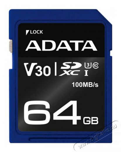 Adata 64GB Premier Pro Class 10 UHS-I U3 SD (ASDX64GUI3V30S-R) memória kártya Memória kártya / Pendrive - SD / SDHC / SDXC kártya - 342204