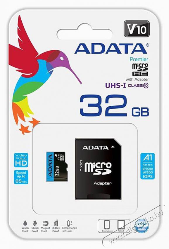 Adata Card MICRO SDHC Premier 32GB 1 Adapter UHS-I CL10 Fényképezőgép / kamera - HDD / mem.kártya kamera - 337761