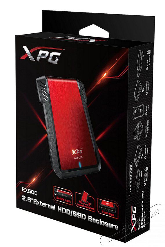 Adata EX500 (AEX500U3-CRD) USB 3.1 külső SSD/HDD ház - piros Egyéb - Nem forgalmazzuk ! - 323837