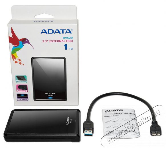 Adata HV620 2,5 1TB USB3.0 fekete külső winchester Iroda és számítástechnika - Adattároló / merevlemez - Külső HDD - 323623