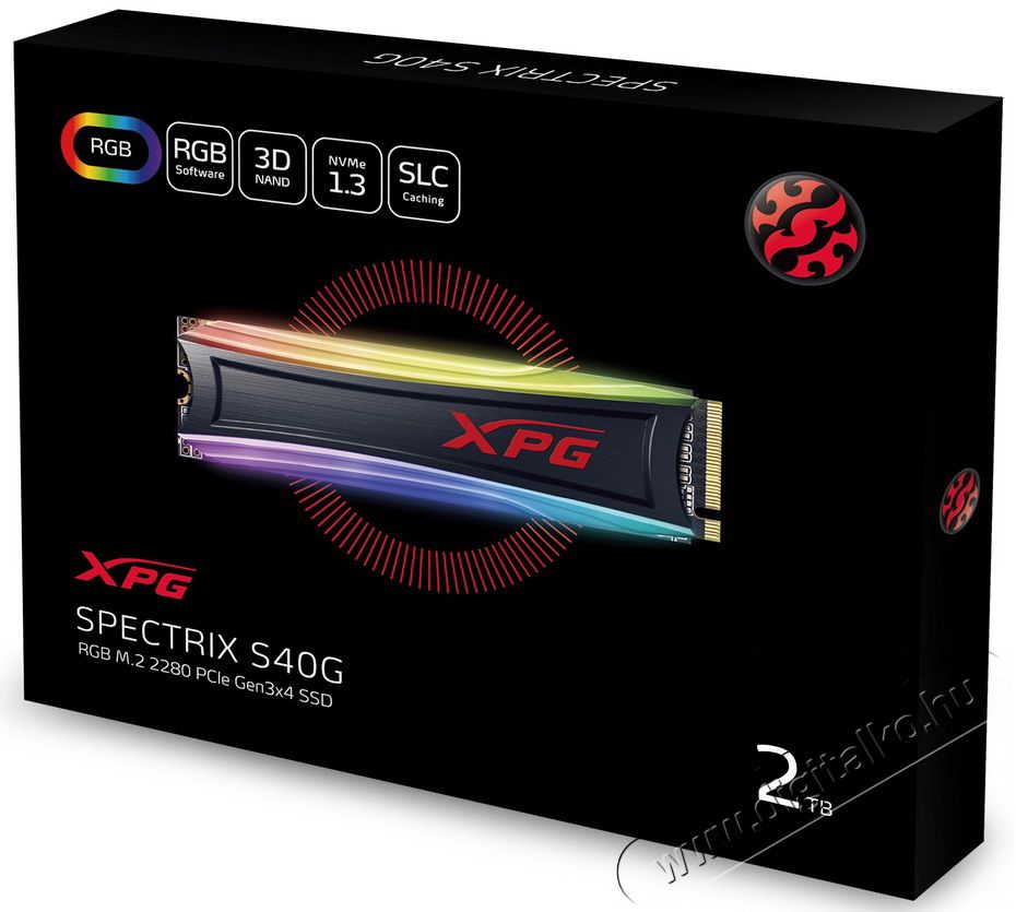 Adata XPG 2TB M.2 2280 SPECTRIX S40G RGB (AS40G-2TT-C) SSD Iroda és számítástechnika - Adattároló / merevlemez - SSD - 367421