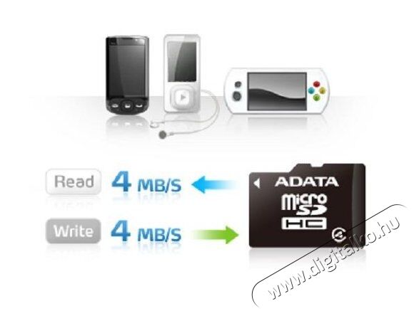 Adata 32GB SD micro (SDHC Class 4) (AUSDH32GCL4-RA1) memória kártya adapterrel Memória kártya / Pendrive - MicroSD / MicroSDHC kártya - 323817