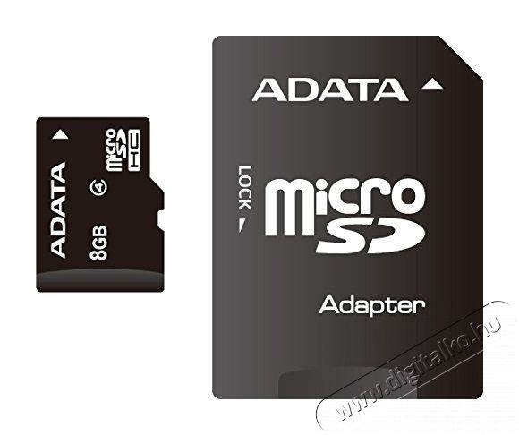 Adata 8GB Class 4 micro SD (AUSDH8GCL4-RA1) memória kártya adapterrel Memória kártya / Pendrive - MicroSD / MicroSDHC kártya - 323818