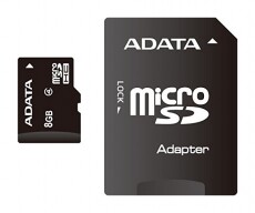 Adata 8GB Class 4 micro SD (AUSDH8GCL4-RA1) memória kártya adapterrel Memória kártya / Pendrive - MicroSD / MicroSDHC kártya - 323818