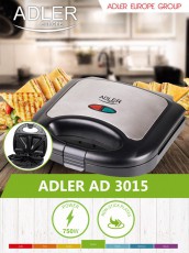 Adler AD3015 szendvicssütő Konyhai termékek - Konyhai kisgép (sütés / főzés / hűtés / ételkészítés) - Melegszendvics / gofri sütő - 335846