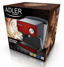 Adler AD4404R Presszó kávéfőző - piros Konyhai termékek - Kávéfőző / kávéörlő / kiegészítő - Presszó kávéfőző - 353684